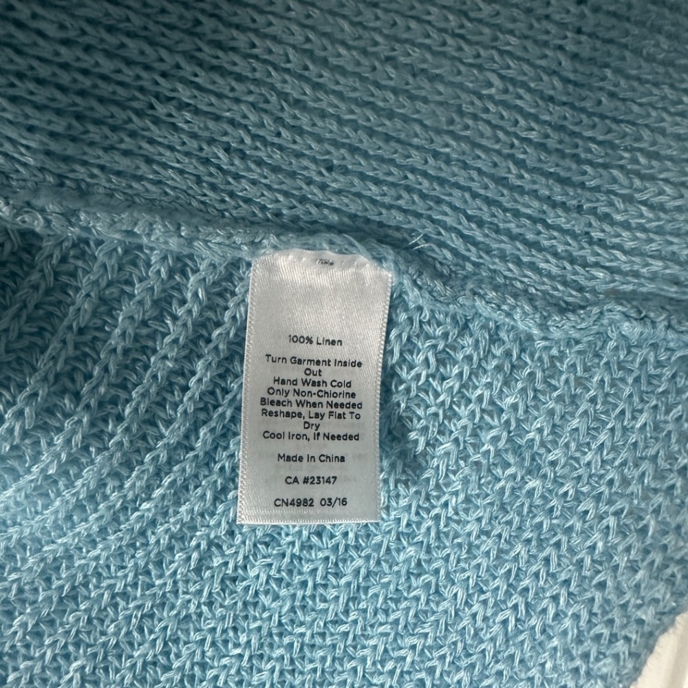 Talbots Open Cardigan Linen Blue Long Line Open Cardigan NWT XL - Picture 5 of 7